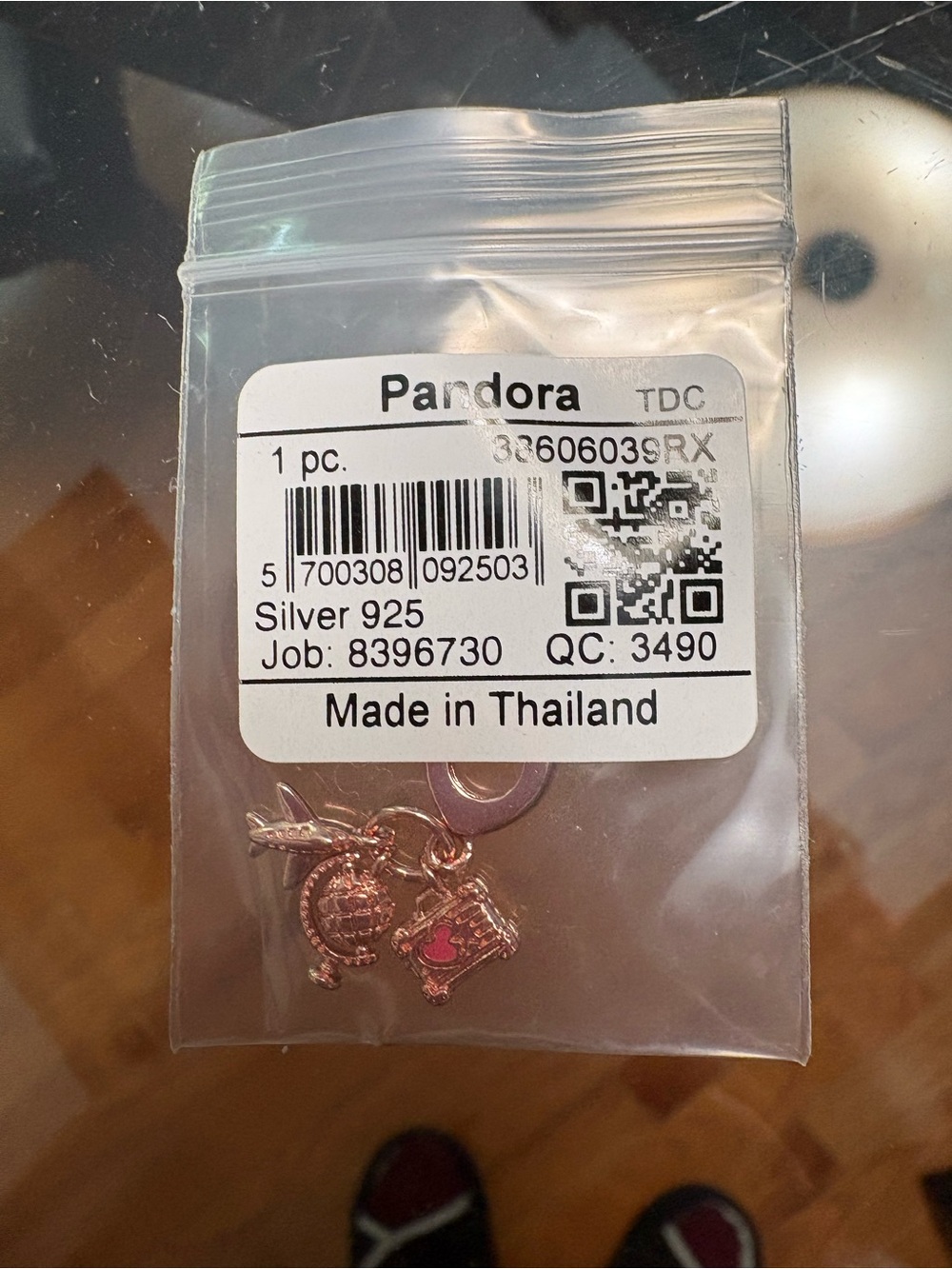 Pandora Rose Gold Travel Charm Set Pink Accent